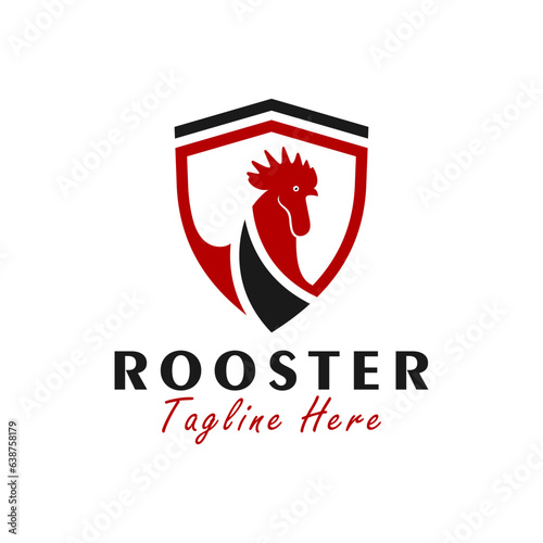rooster shield vector illustration logo