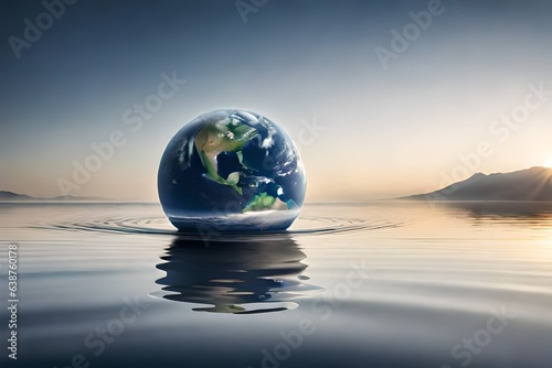 Earth on water, photography, vibrant colours, cinematic photography 