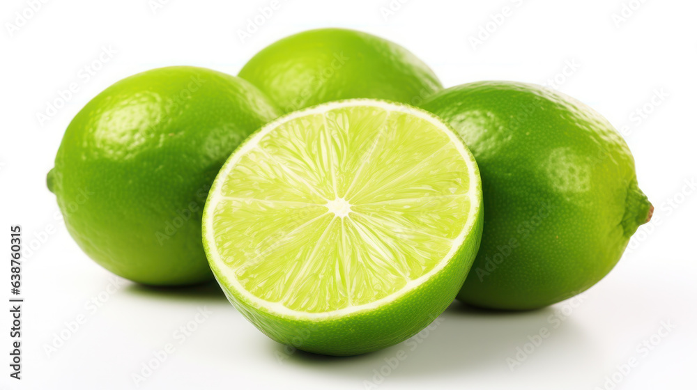 Natural fresh lime sliced, isolated on white background Natural fresh lime sliced, isolated on white background