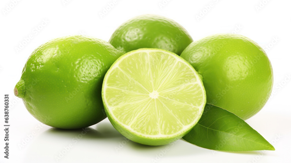Natural fresh lime sliced, isolated on white background Natural fresh lime sliced, isolated on white background
