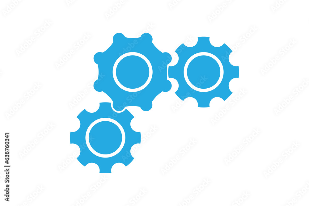 connected gear flat design vector illustration. isolated white background.