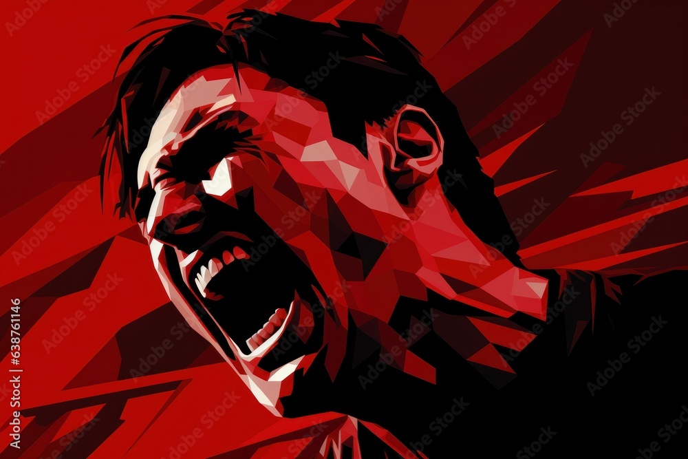 Angry man screaming. Human suffering and emotional damage. Generated with AI Angry man screaming. Human suffering and emotional damage. Generated with AI