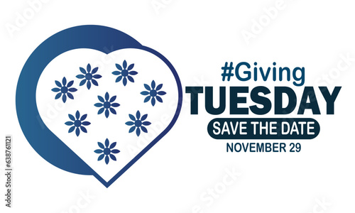 Giving Tuesday Concept with Hashtag and Save the date typography. World day of giving backdrop. Vector illustration