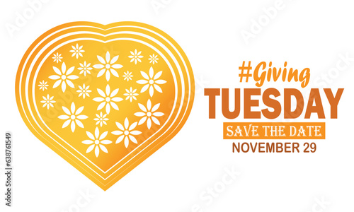Giving Tuesday Background. global day of charitable giving. Hashtag and Save the date typography. Charity campaign banner design. vector illustration.