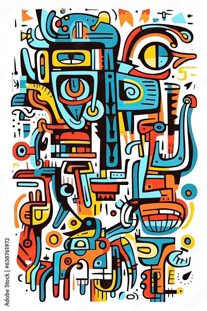 Abstract poster design of a egyptian face. In style of a surreal art, graphic sketch and doodle. Ai generative Abstract poster design of a egyptian face. In style of a surreal art, graphic sketch and doodle. Ai generative