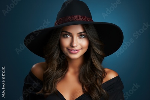 beautiful girl in a witch hat