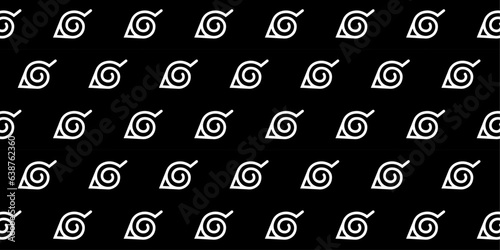 Hidden Leaf Village Tree Leaves Symbol. Icon Flat Vector pattern wallpaper
