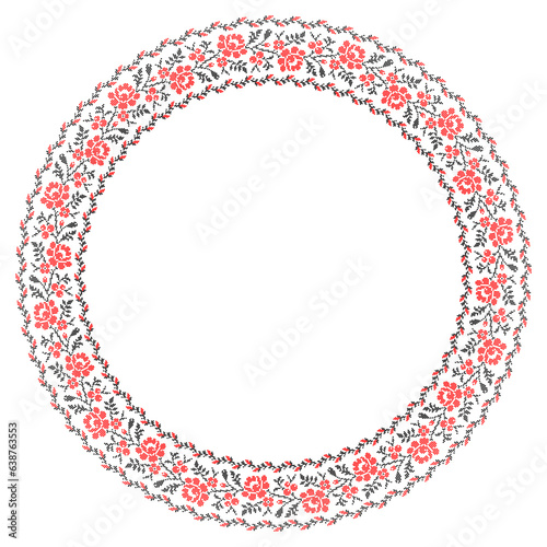 Vector illustration of Ukrainian ornament in ethnic geometric style, identity, vyshyvanka, embroidery for print clothes, websites, banners. Background, copy space, frame