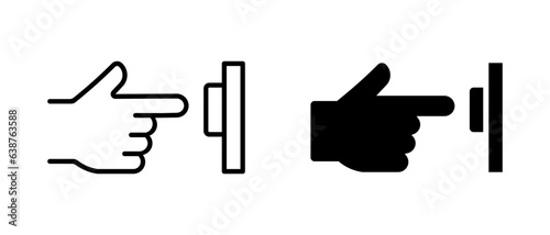Door bells vector icons set. Finger pressing button