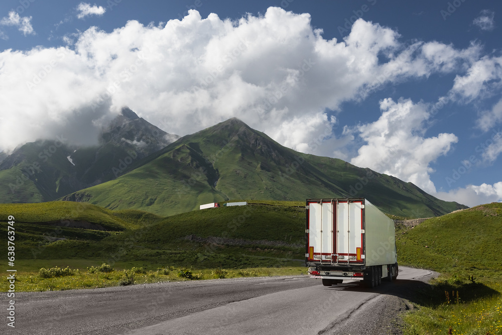 freight truck on the mountain road