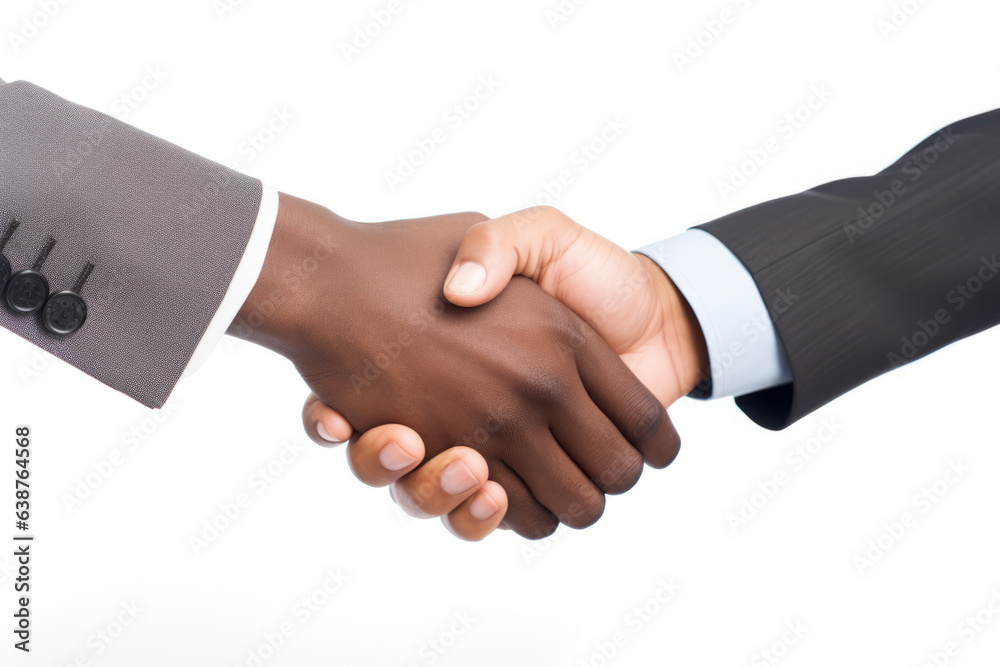Two men shaking hands over white background with white background. Two men shaking hands over white background with white background.