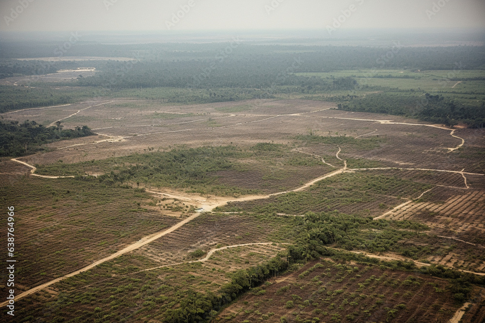 Illustrate the Deforestation Caused by Palm Oil. Generative AI