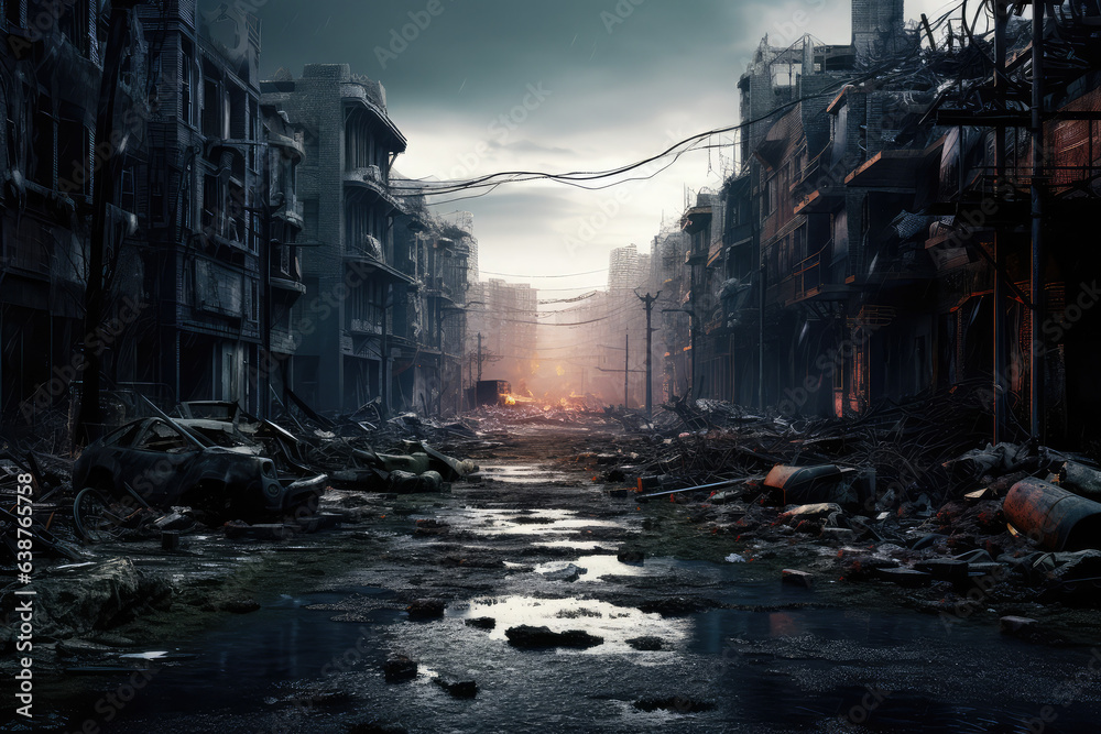 abandoned city after war or disaster, generative AI