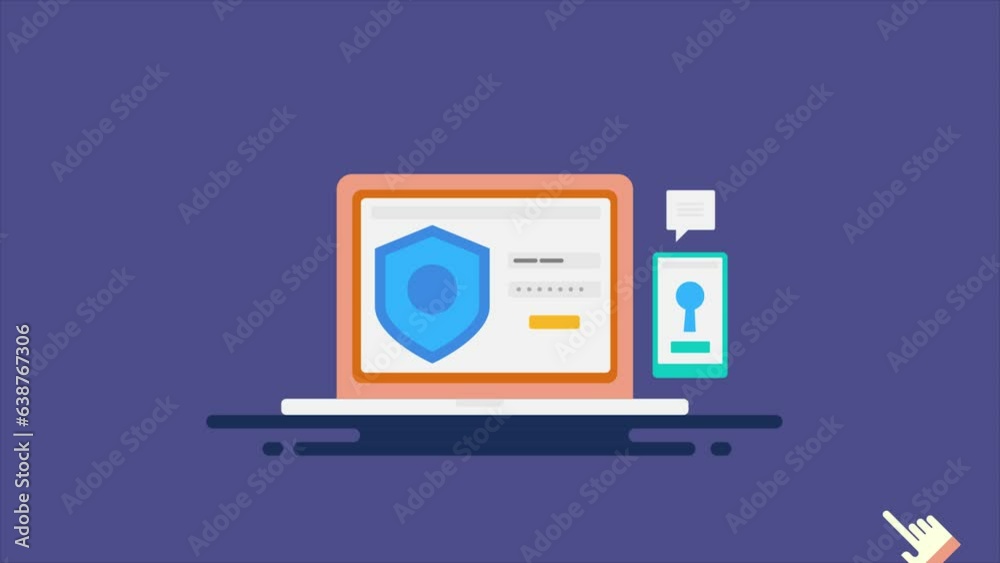 Two factor authentication secure login access with passcode digital device recognition, cyber security and data protection 2d video animation 4k clip.