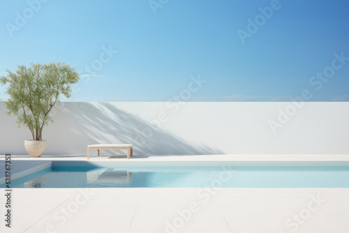 Luxurious beach house with sea view pool. Generative AI.. Generative AI.