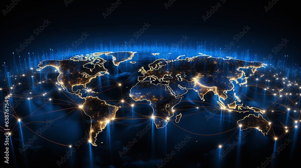 world map of digital comunication Stock Photo | Adobe Stock