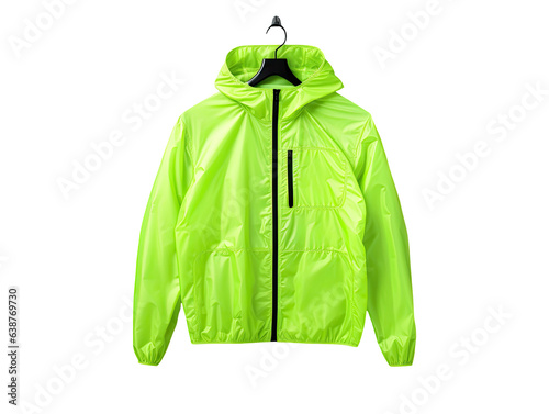 Sporty windbreaker jacket in neon green on white photo