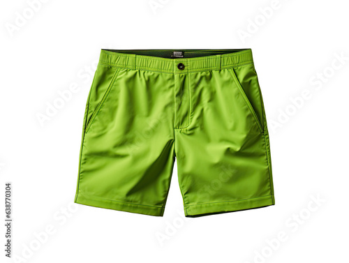 Green cargo shorts on white