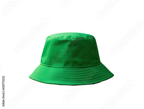 Fotografiet Green bucket hat on white