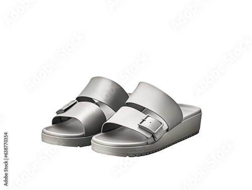 Gray mule sandal on white