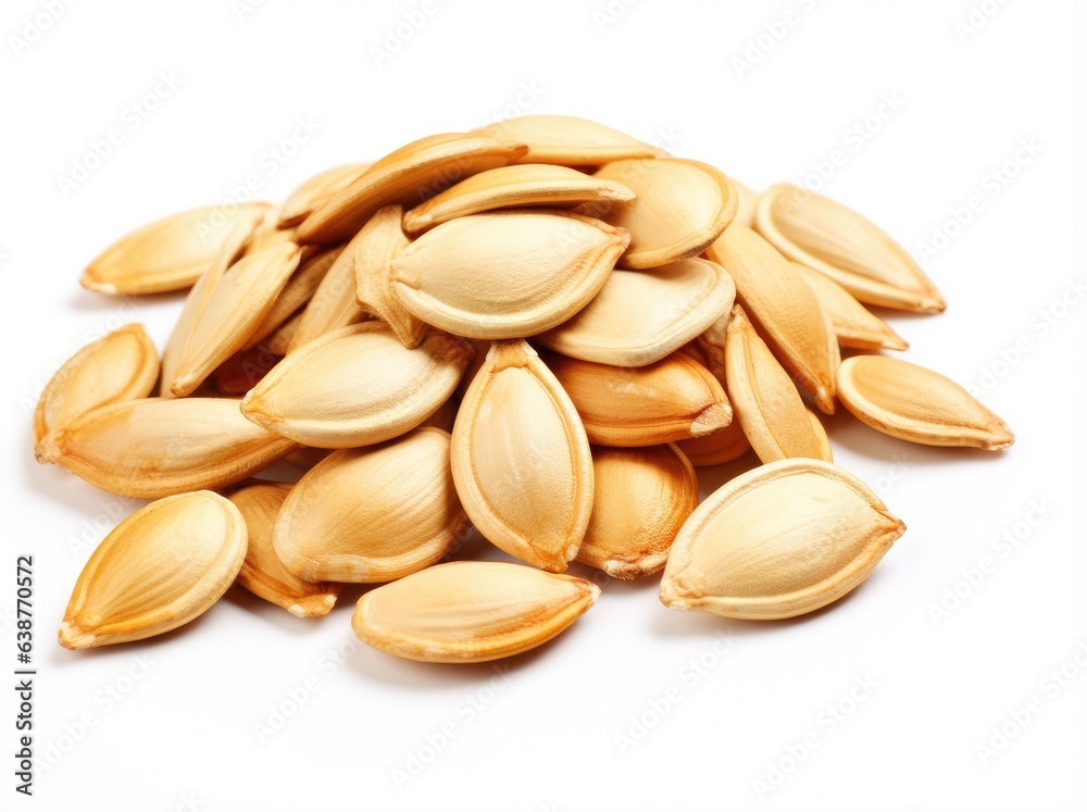 Pumpkin seeds on the white background Pumpkin seeds on the white background