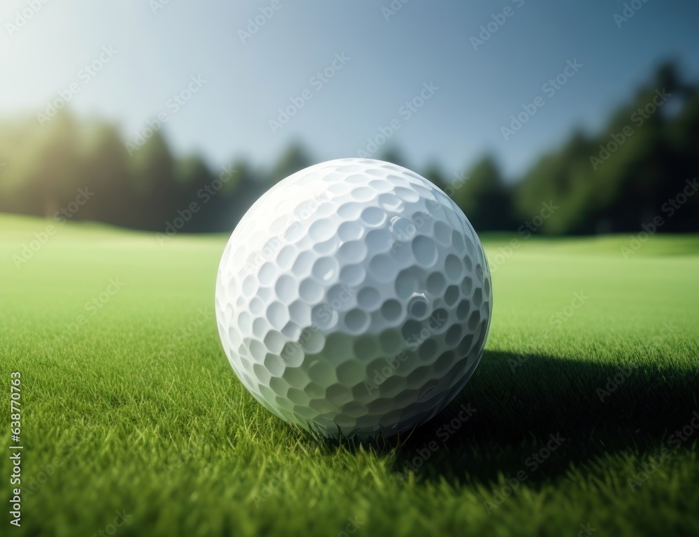 Illustration of a golf ball on a green field.generative AI Illustration of a golf ball on a green field.generative AI
