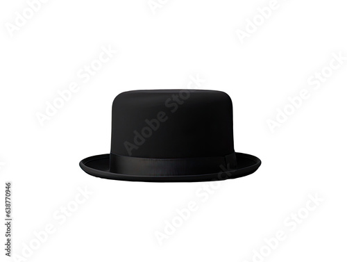 Black bowler hat on white