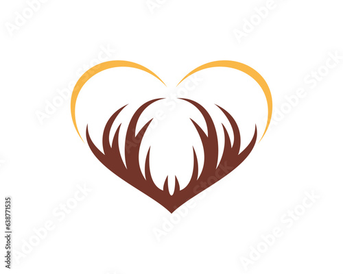 Deer horn forming a love shape vector illustration logo