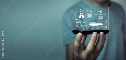 Fotografie Two-factor authentication 2FA security. Personal data security