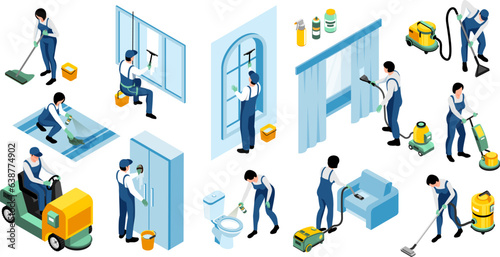 Cleaning Service Isometric Set