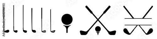 Golf club icon vector set. Golf illustration sign collection. Sport symbol. Golfing logo.