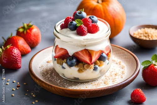 Yogurt Parfait with Fruits and Granola
strawberries and cream dessert