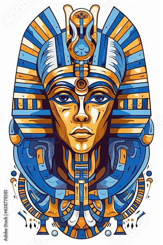 Egyptian Pharaoh Tutankhamun funeral mask poster design. Ai generative