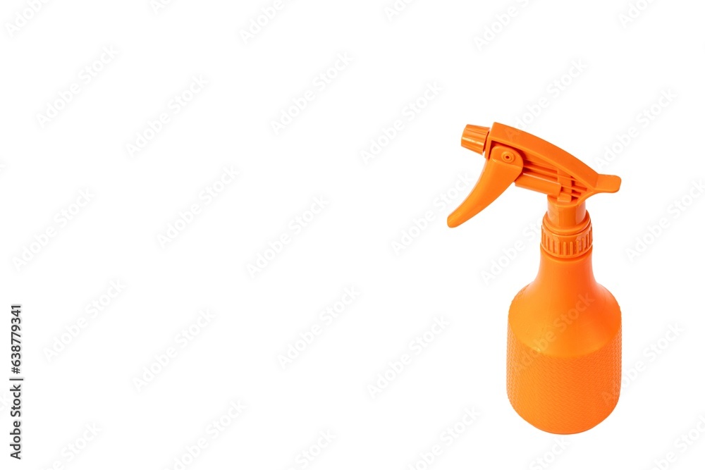 Orange spray bottle on white background Orange spray bottle on white background