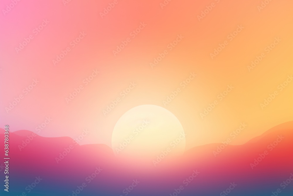 Purple sunrise or sunset blurred background. Pastel abstract geometric shapes backdrop. Retro neon gradient summer concept. Conceptual design for flyer, poster, music and card