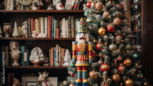 A whimsical Christmas tree decorated with vintage toys, wooden nutcrackers, and a charming mix of rustic and nostalgic ornaments  © Наталья Евтехова