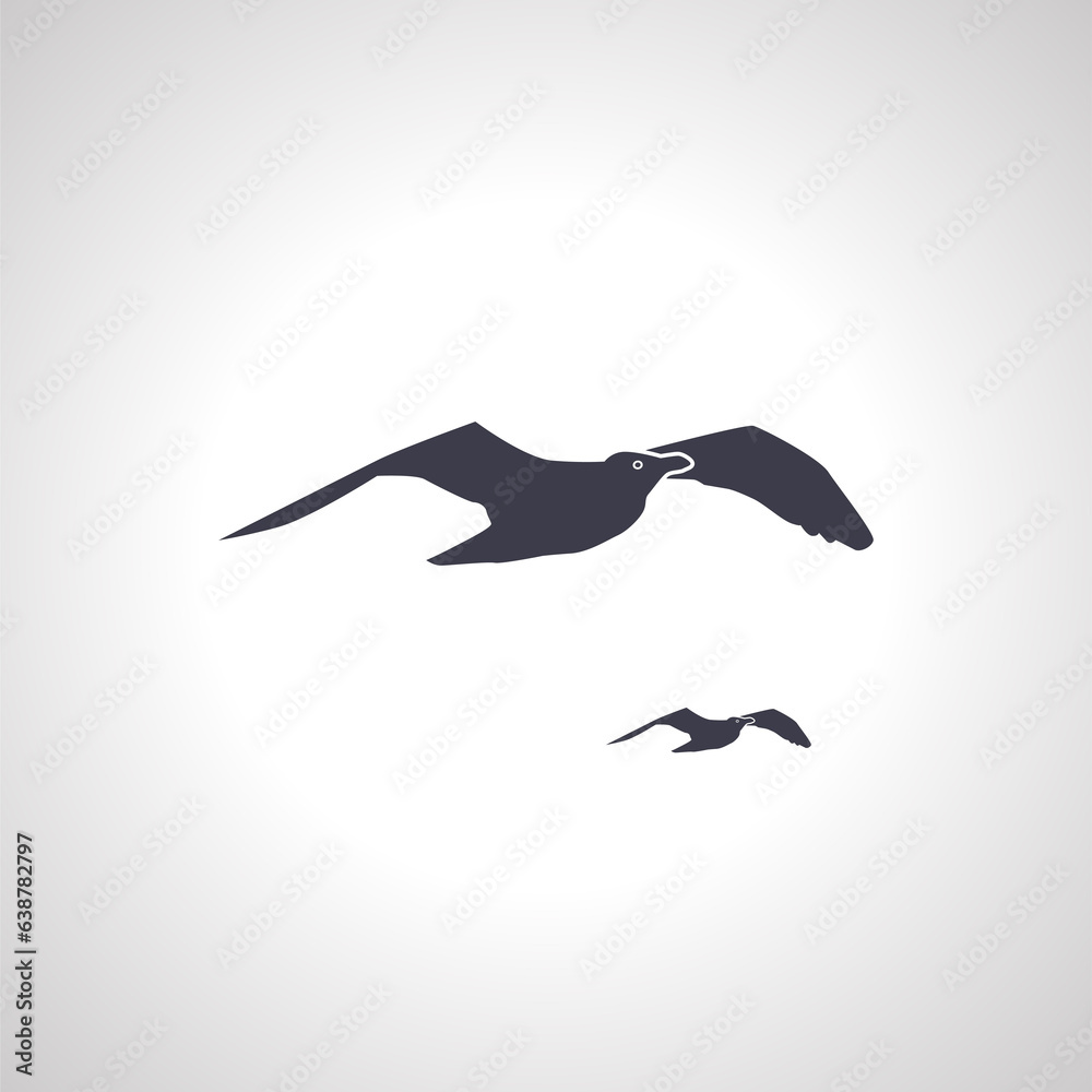 flying seagull silhouette. flock of seagull flying isolated icon