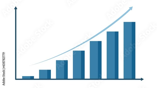 Blue graph with arrow indicating upward rise on white and green screen backgrounds.