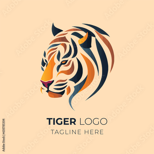 Vector tiger head logo with simple background