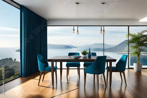  Blue Table and Chairs on a Luxurious Terrace"   A Blue Barbie Dreamworld of Stylish Interior Design": A Blue Barbie Home's Exquisite Dinner Set Room"           © Ya Ali Madad 