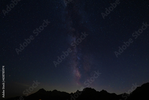 Theth  Albania mountains milky way  on clear night over the mauntaine