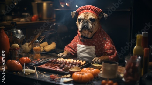 Canine chef cooking in kitchen © karandaev