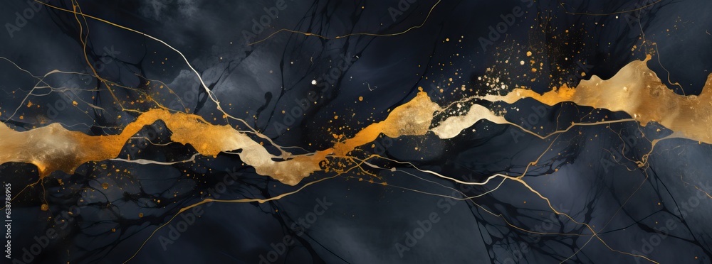 gold & black abstract & abstract painting, in the style of organic fluid shapes, detailed background