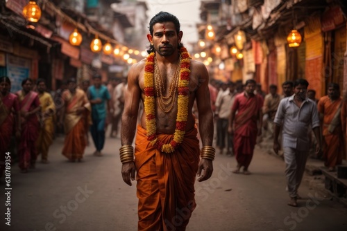 religious man walking in the street of India