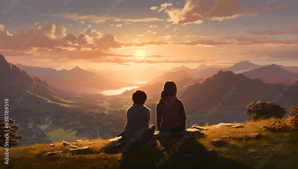 Berg-Picknick: Liebevoller Moment bei Sonnenuntergang