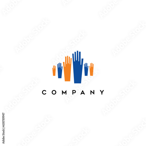 Hands stand logo design non profit youth public community urban communication organization editable vector