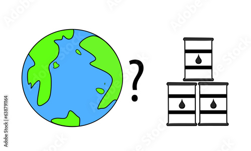 Oil and electric fuel illustration, oil and electric price, oil VS electric battery. Fuel car vs electric vehicle
