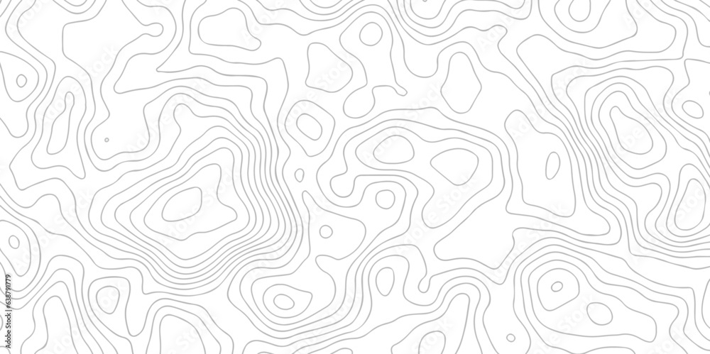 Abstract sea map geographic contour map and topographic contours map background. Abstract white pattern topography vector background. Topographic line map background. Illustration light waves swirl.