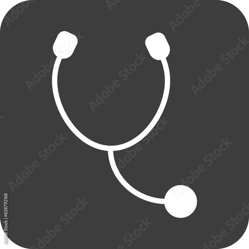 stethoscope icon in black square. photo
