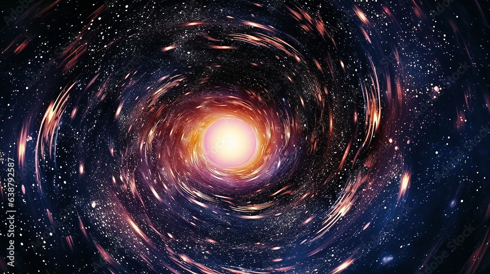 A cosmic wormhole, resembling a vortex, leading to uncharted and distant realms of the universe. A cosmic wormhole, resembling a vortex, leading to uncharted and distant realms of the universe.